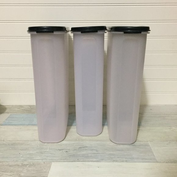 Tupperware Kitchen Tupperware Slim Storage Containers 2239e 615 Set Of 3 Black Lids Poshmark